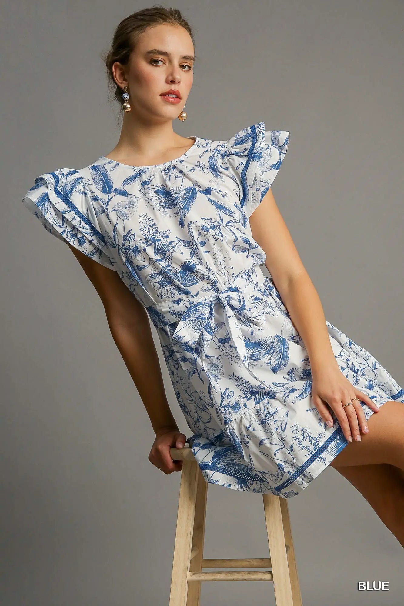 Two Tone Abstract Print Mini Dress