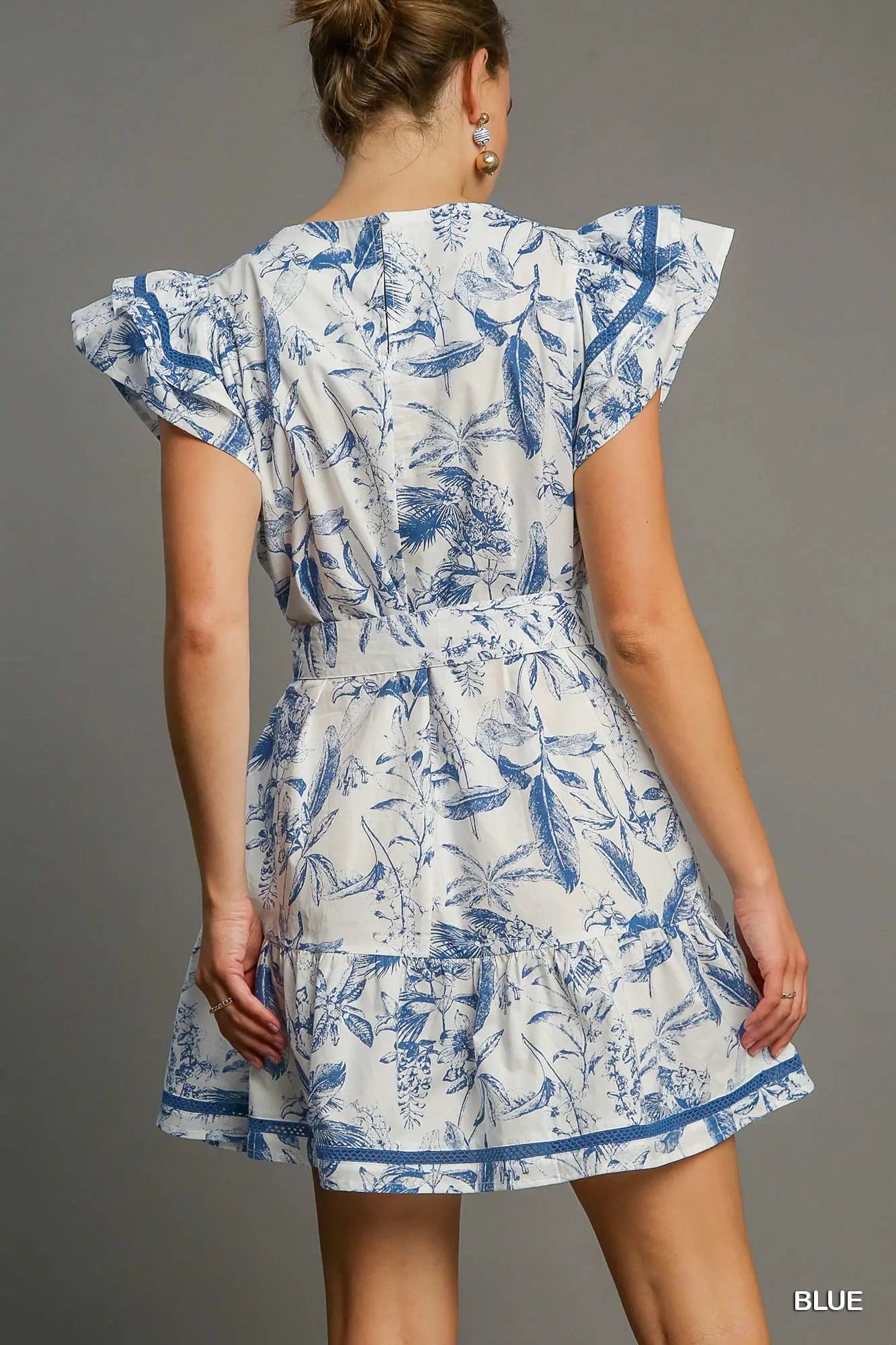 Two Tone Abstract Print Mini Dress