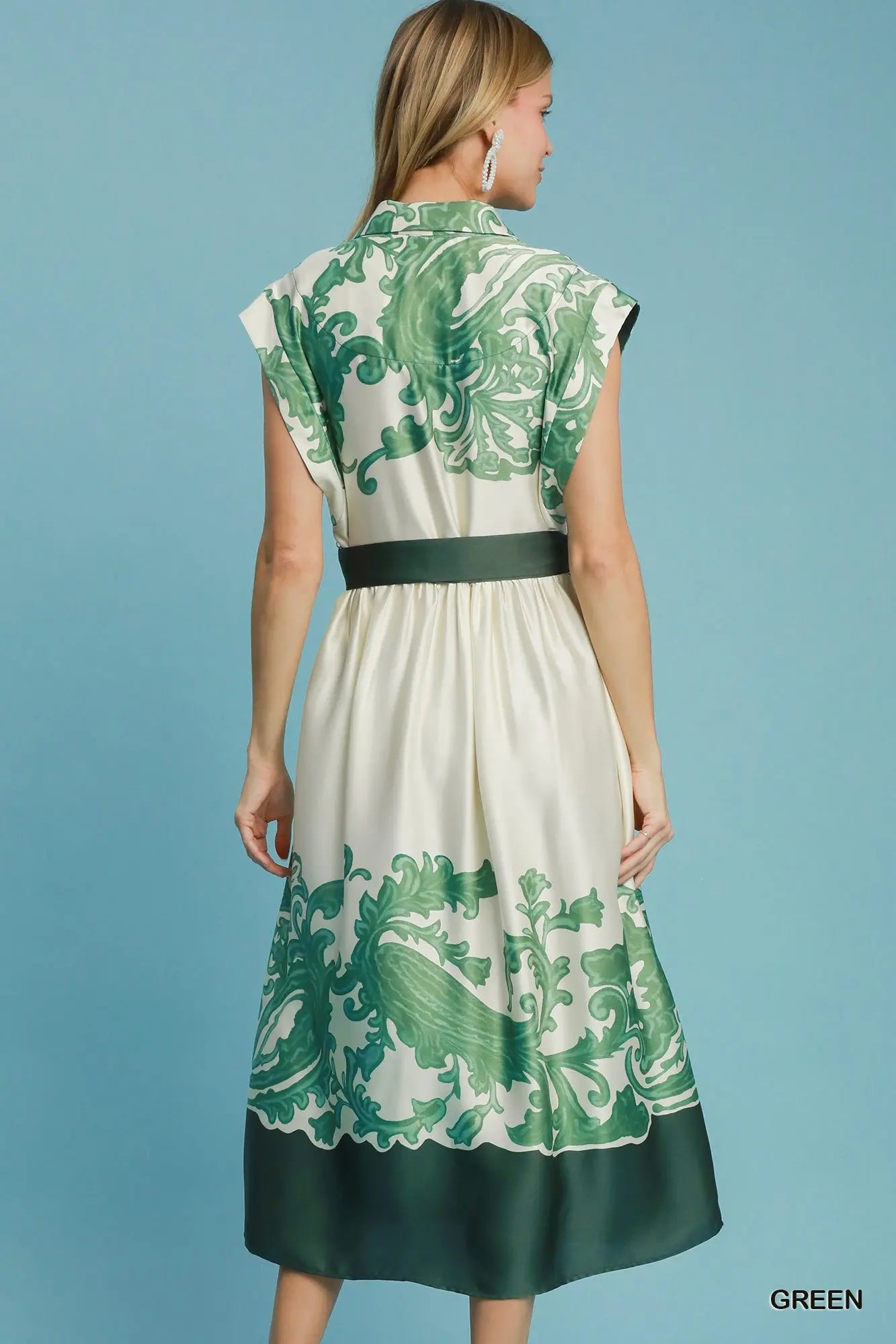 Abstract Print Half Button Midi Dress