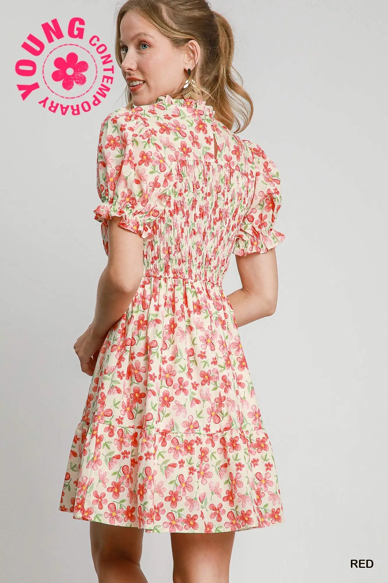 Floral Print Puff Sleeve Mini Dress