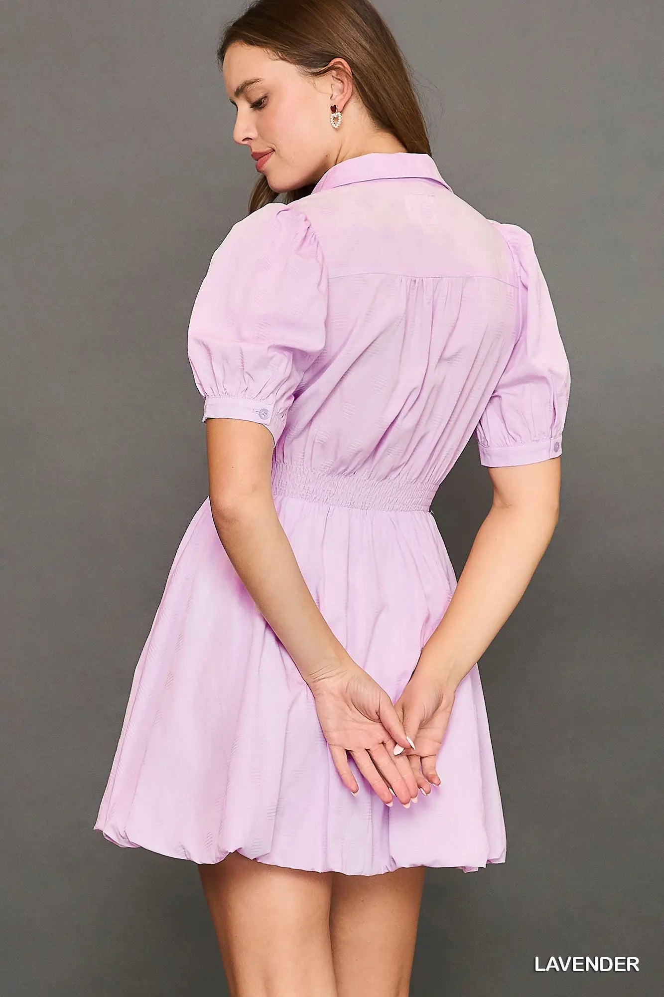 Puff Sleeve Smocked Waist Mini Dress