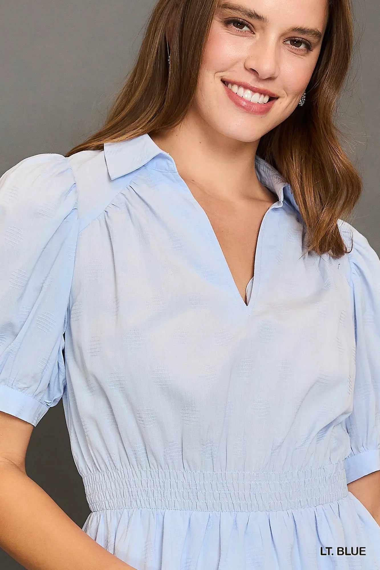 Puff Sleeve Smocked Waist Mini Dress