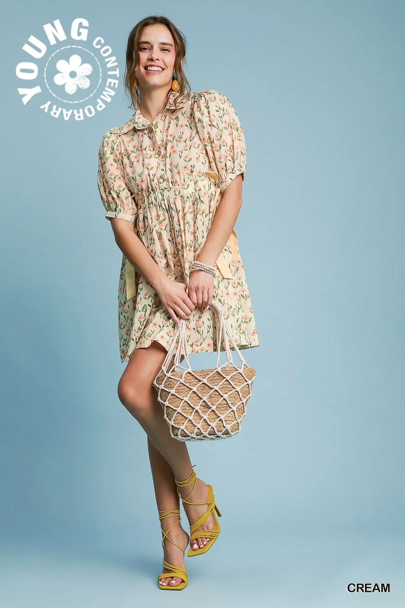 Floral Puff Sleeve Mini Dress