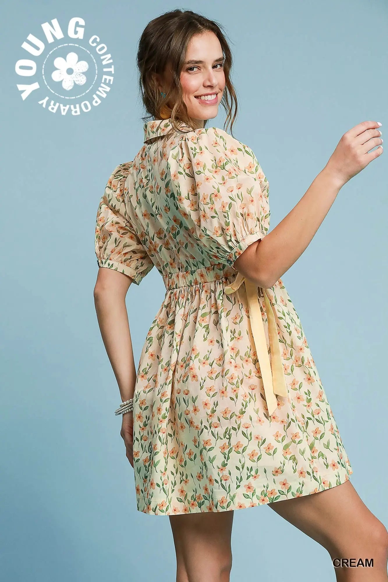 Floral Puff Sleeve Mini Dress