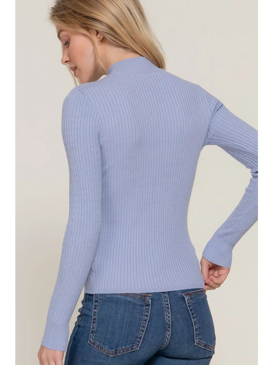 Long Sleeve Mock Neck Rib Sweater