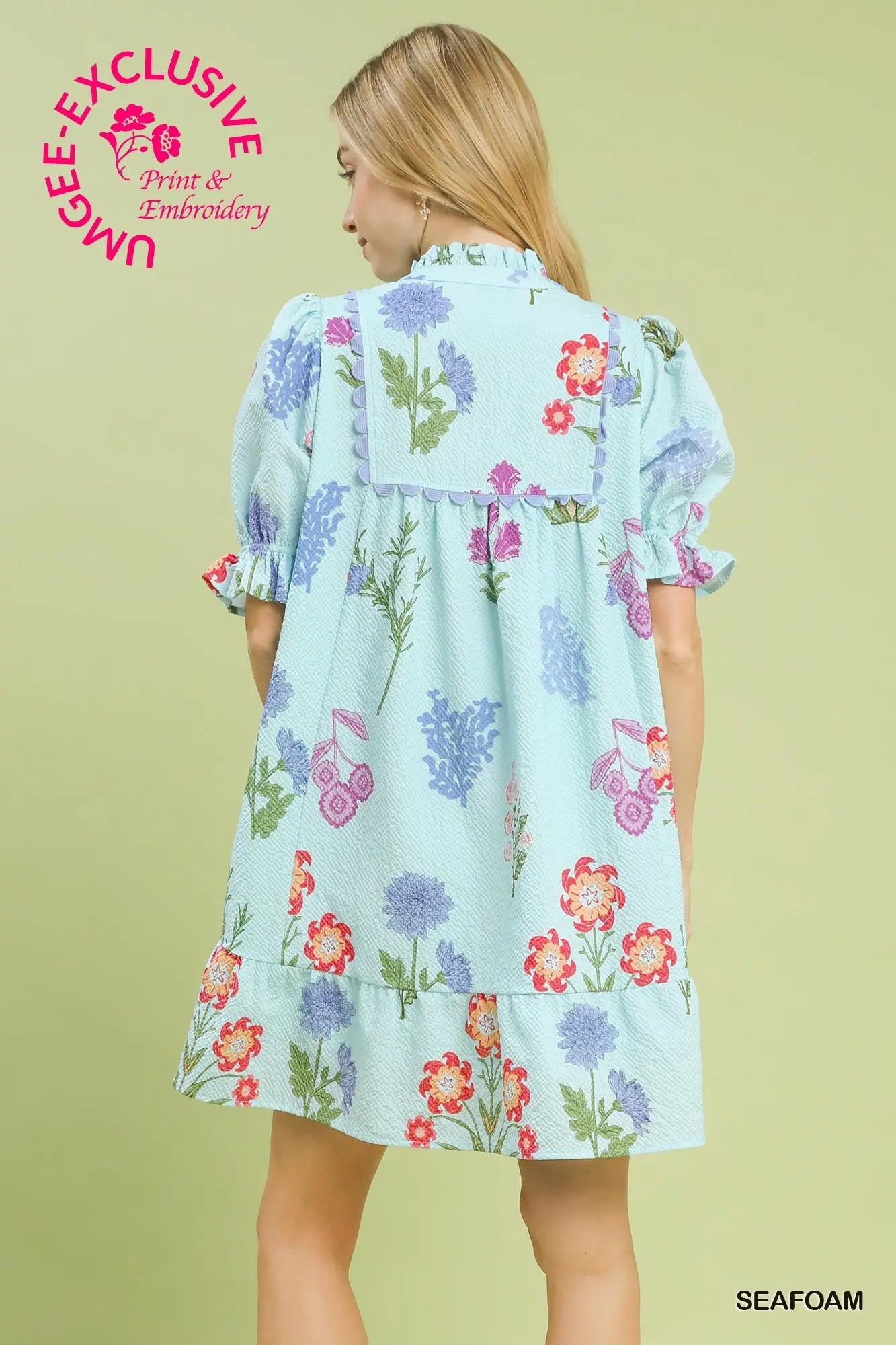 Multi Flower Print V-Neck Dress