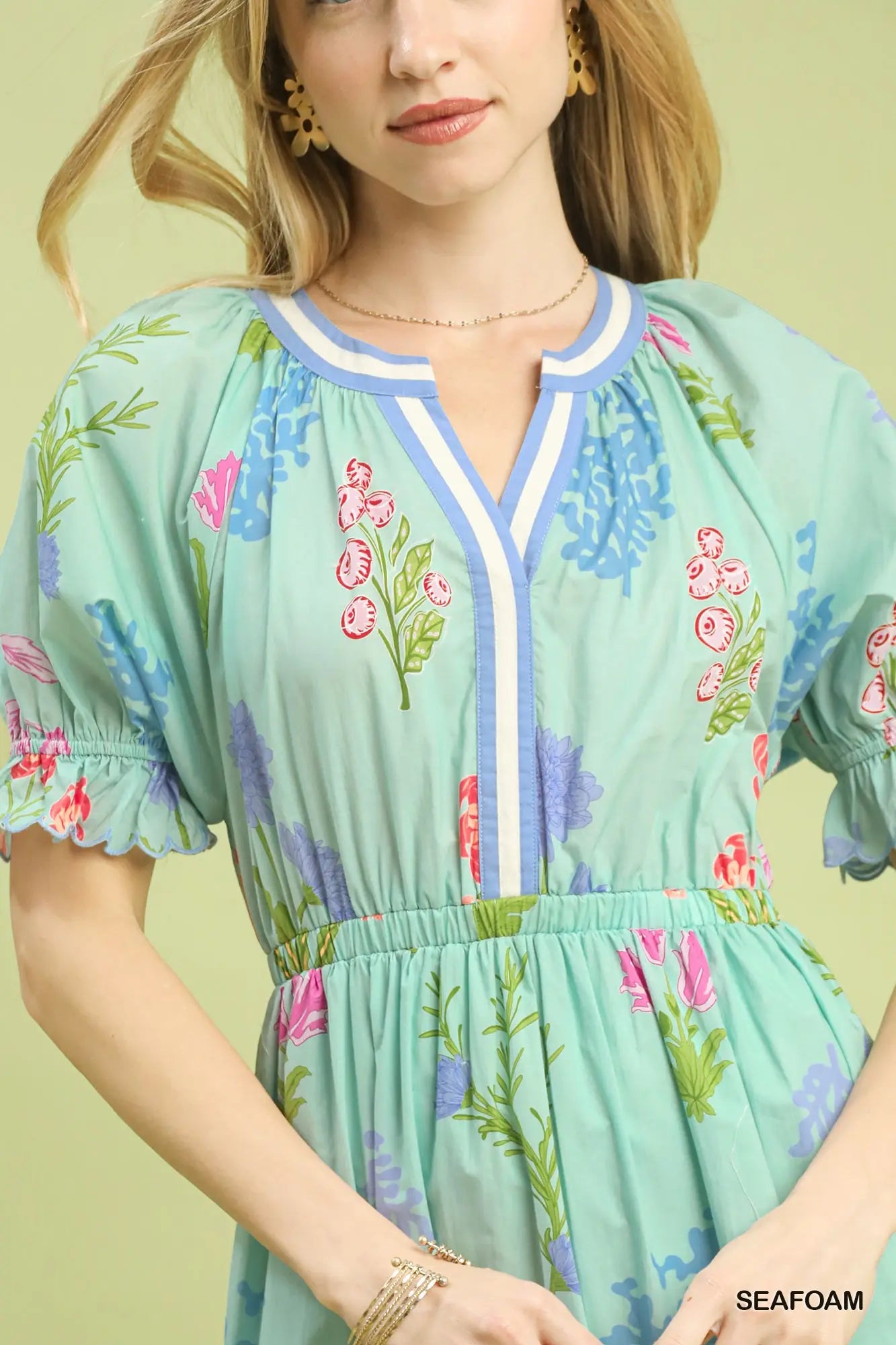 Multi Floral Print Midi Dress