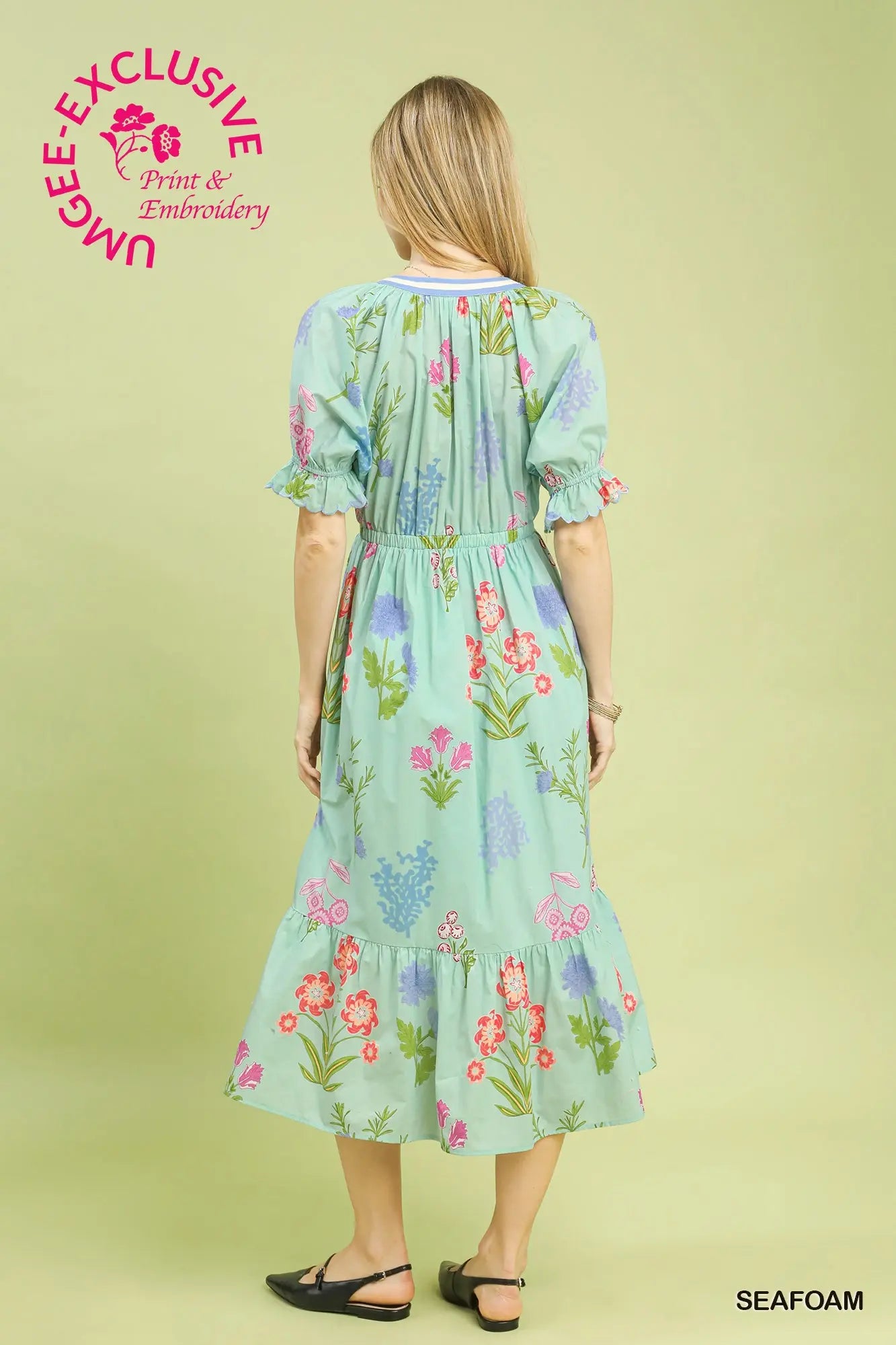 Multi Floral Print Midi Dress