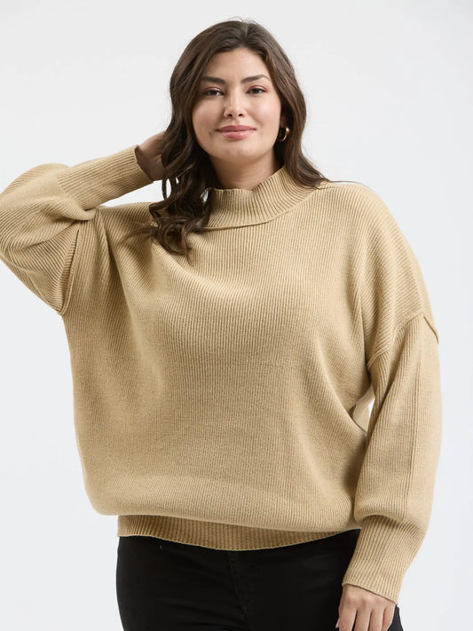 Plus Mock Neck Ribbed Sweater