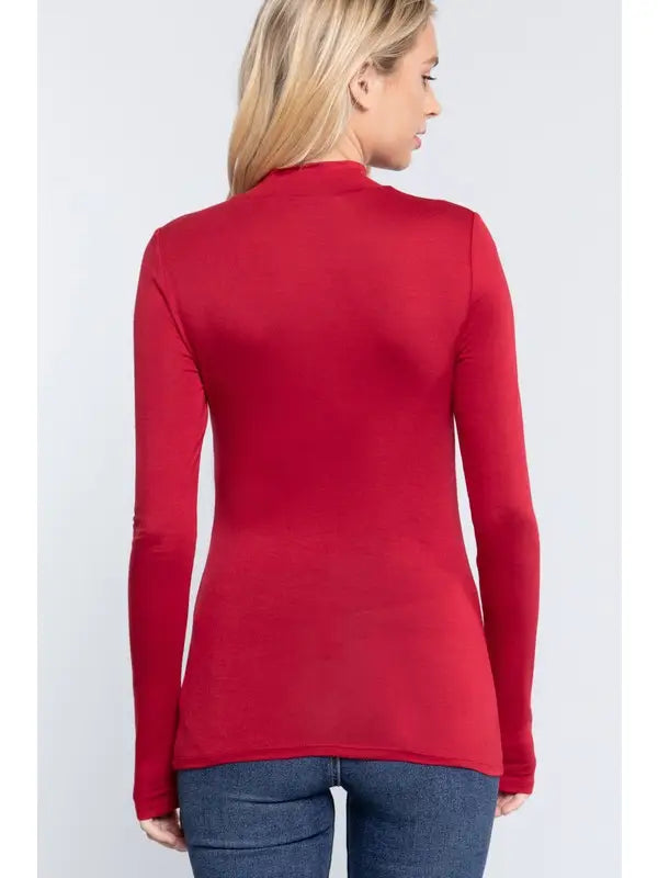Long Sleeve Mock Neck Rayon Spandex Jersey Top undershirt layering piece