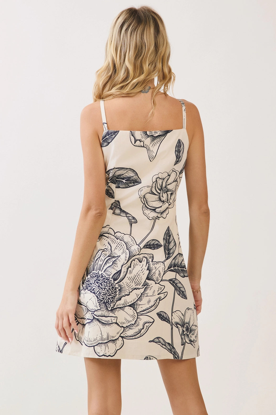 Floral Print Front Strap Detail Cami Dress