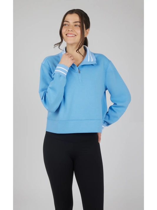 Women's Scuba Half Zip Pullover with Stripe Detail