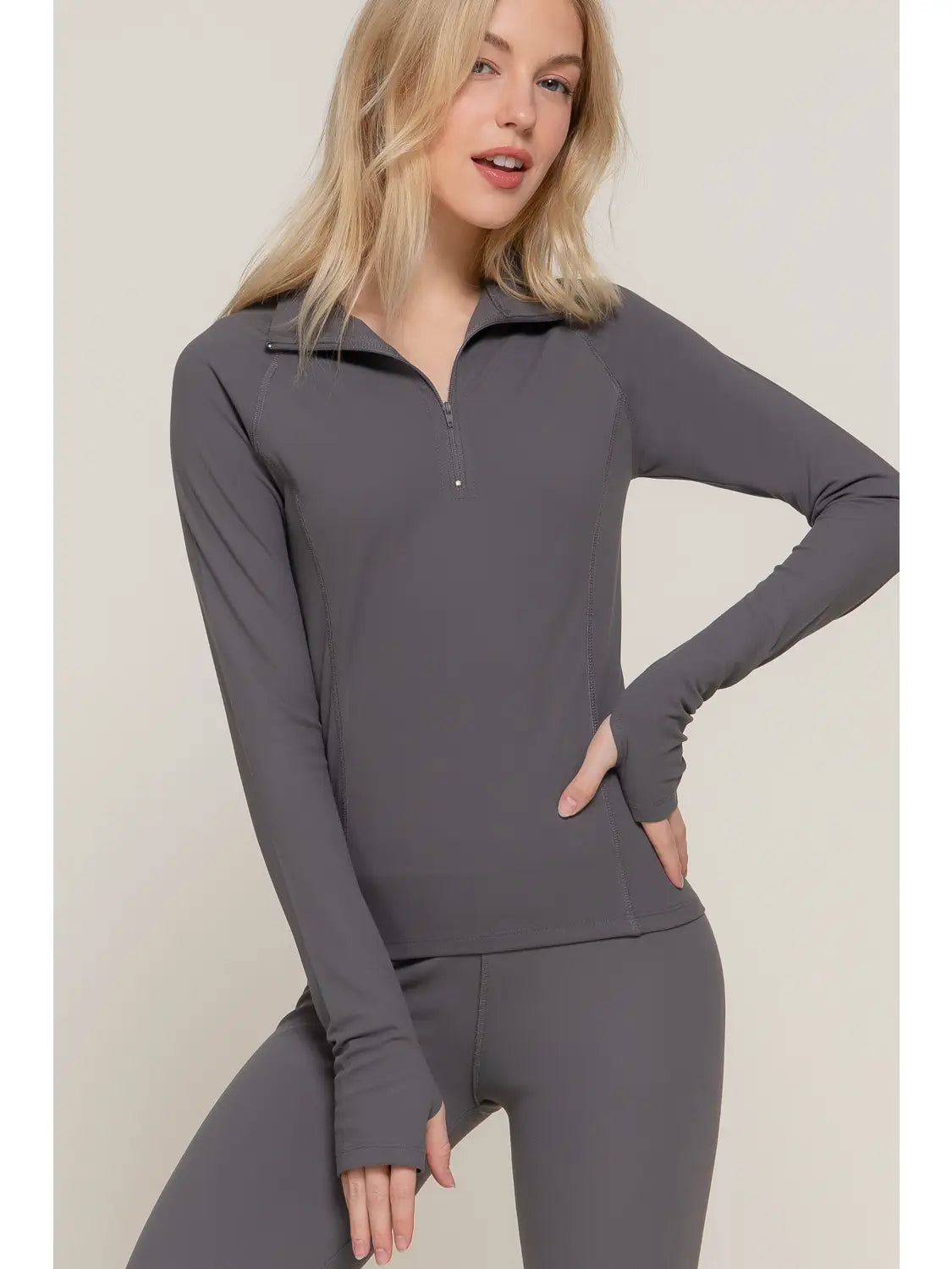 Long Sleeve Quarter Zip Workout Top