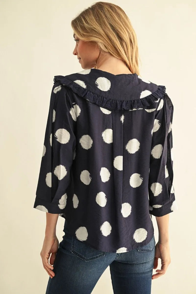 button down polka dot blouse