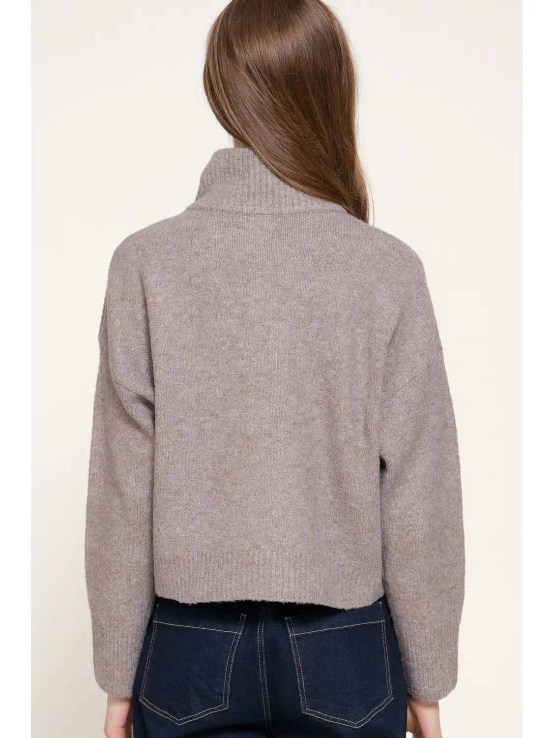 Long Sleeve High Neck Metal Embellishment Button Detail Sweatshirt