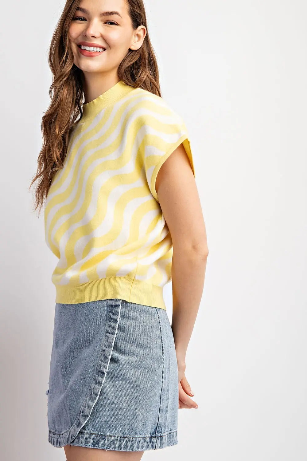 Swirl Printed Short Sleeve Top