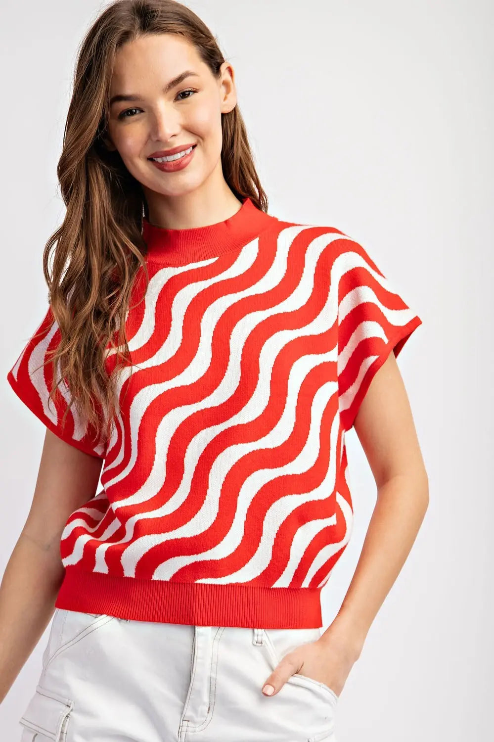 Swirl Printed Short Sleeve Top
