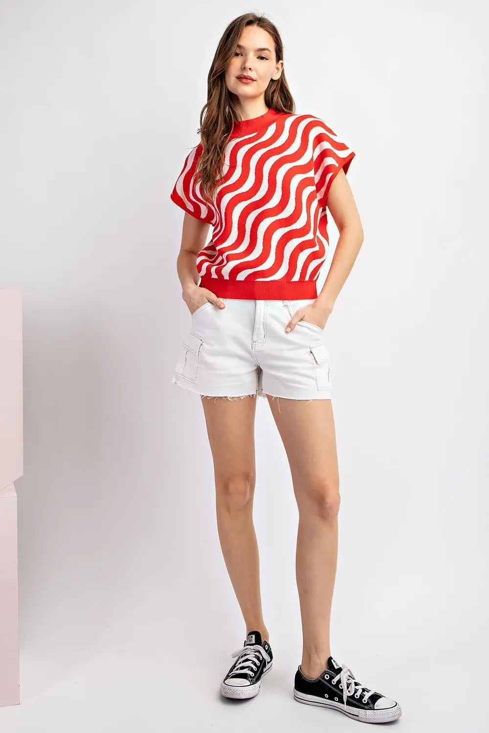 Swirl Printed Short Sleeve Top