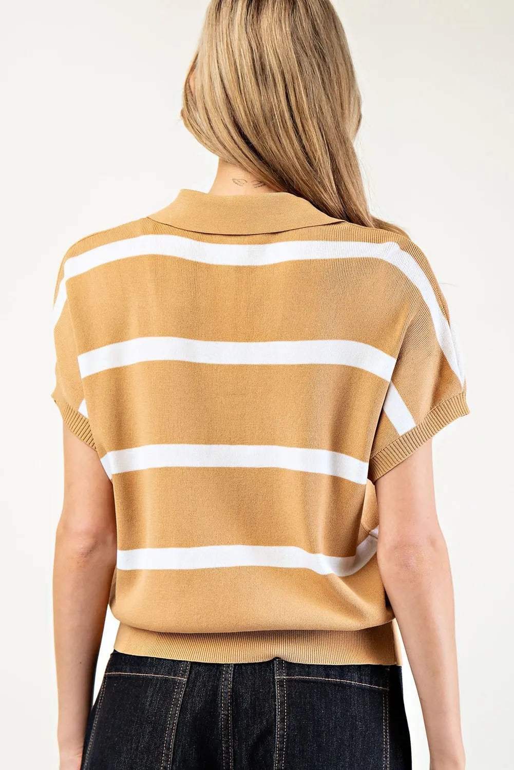 Stripe V-Neck Short Sleeve Top