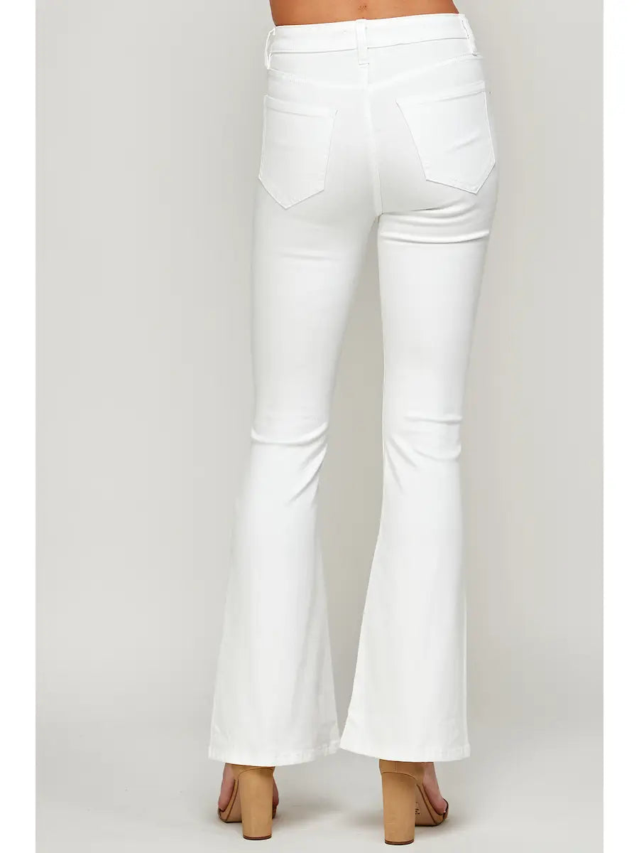 White - High Rise Flare Jeans