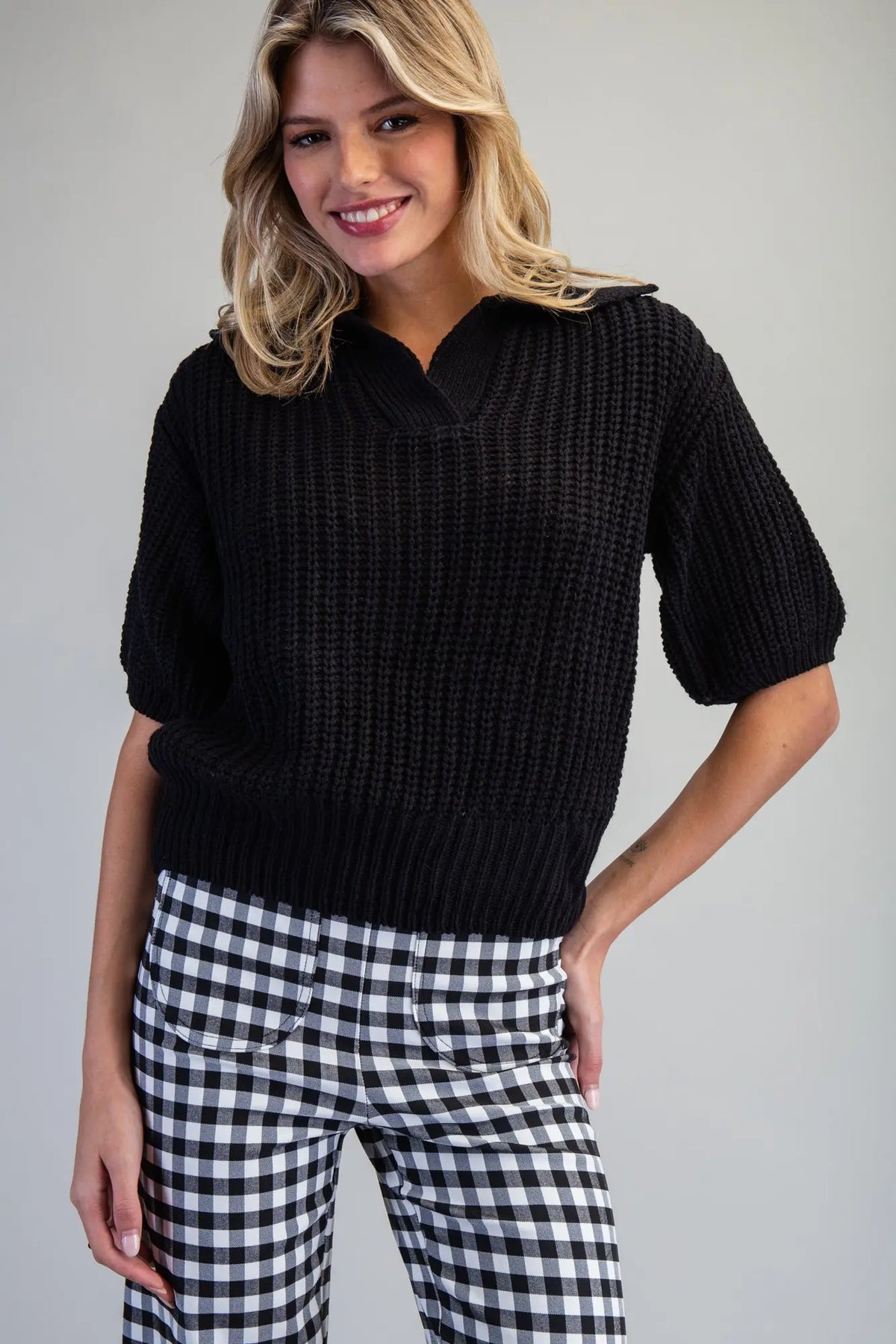 Short Sleeve Knit Sweater Top