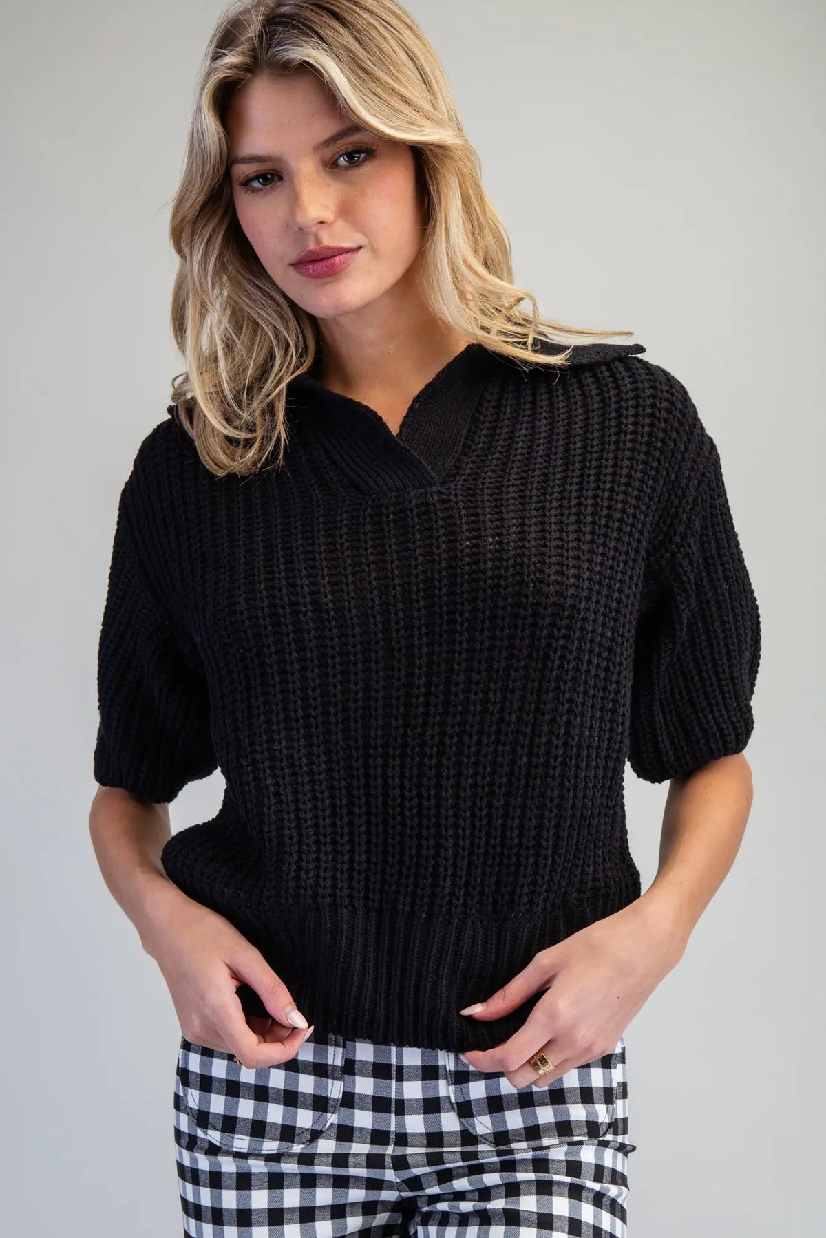 Short Sleeve Knit Sweater Top