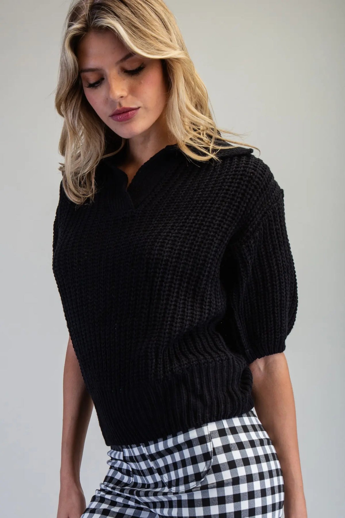 Short Sleeve Knit Sweater Top
