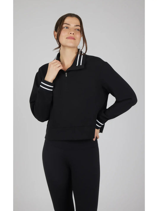 Women's Scuba Half Zip Pullover with Stripe Detail