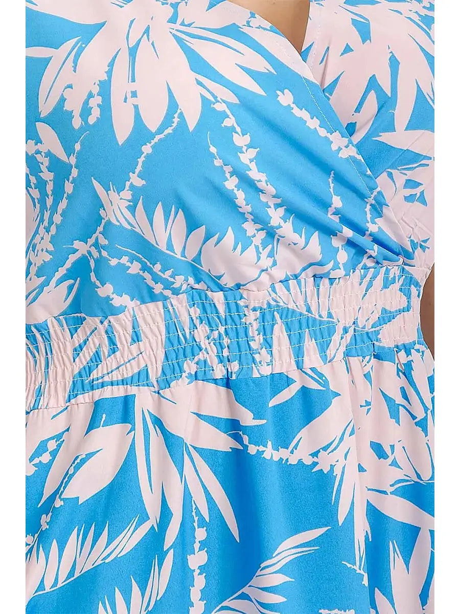Surplice Smock Waist Floral Maxi Dress