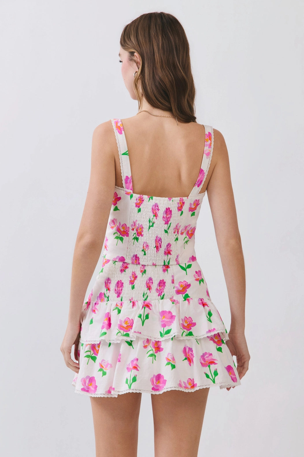 Floral Print Sweetheart Neckline Corset SET