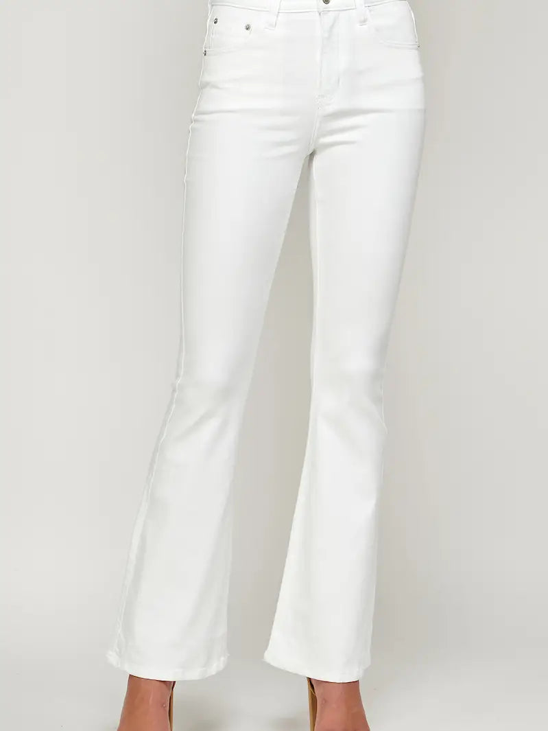 White - High Rise Flare Jeans