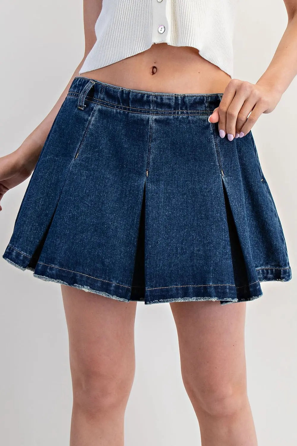 Side Zipper Denim Mini Skirt