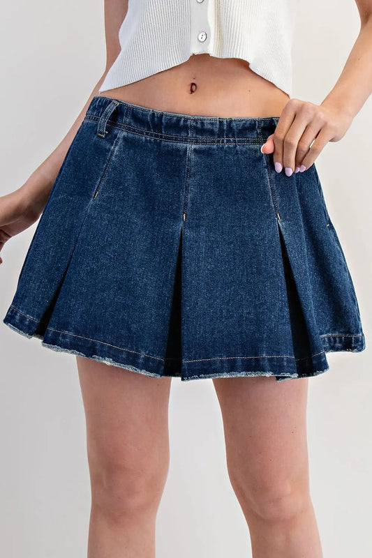 Side Zipper Denim Mini Skirt