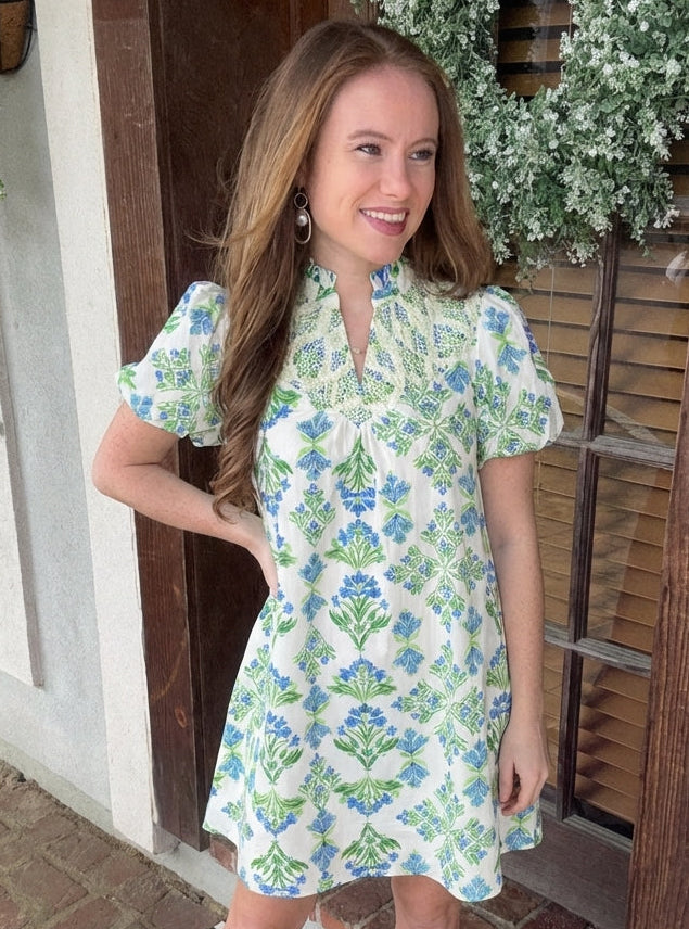 Floral Print Ruffle Collar V-neck