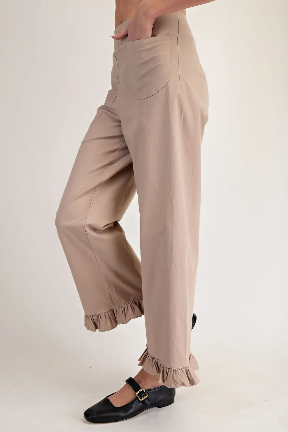Straight Leg Ruffled Hem Pants