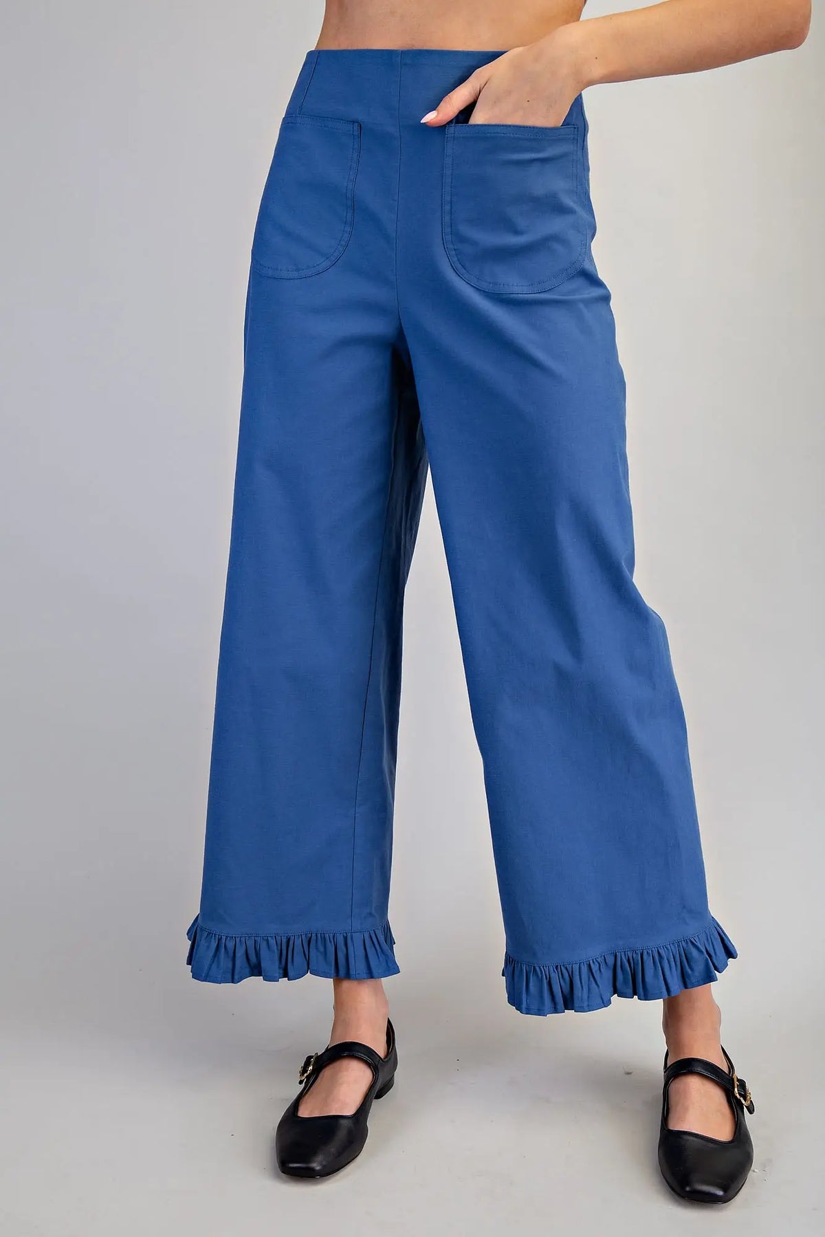 Straight Leg Ruffled Hem Pants
