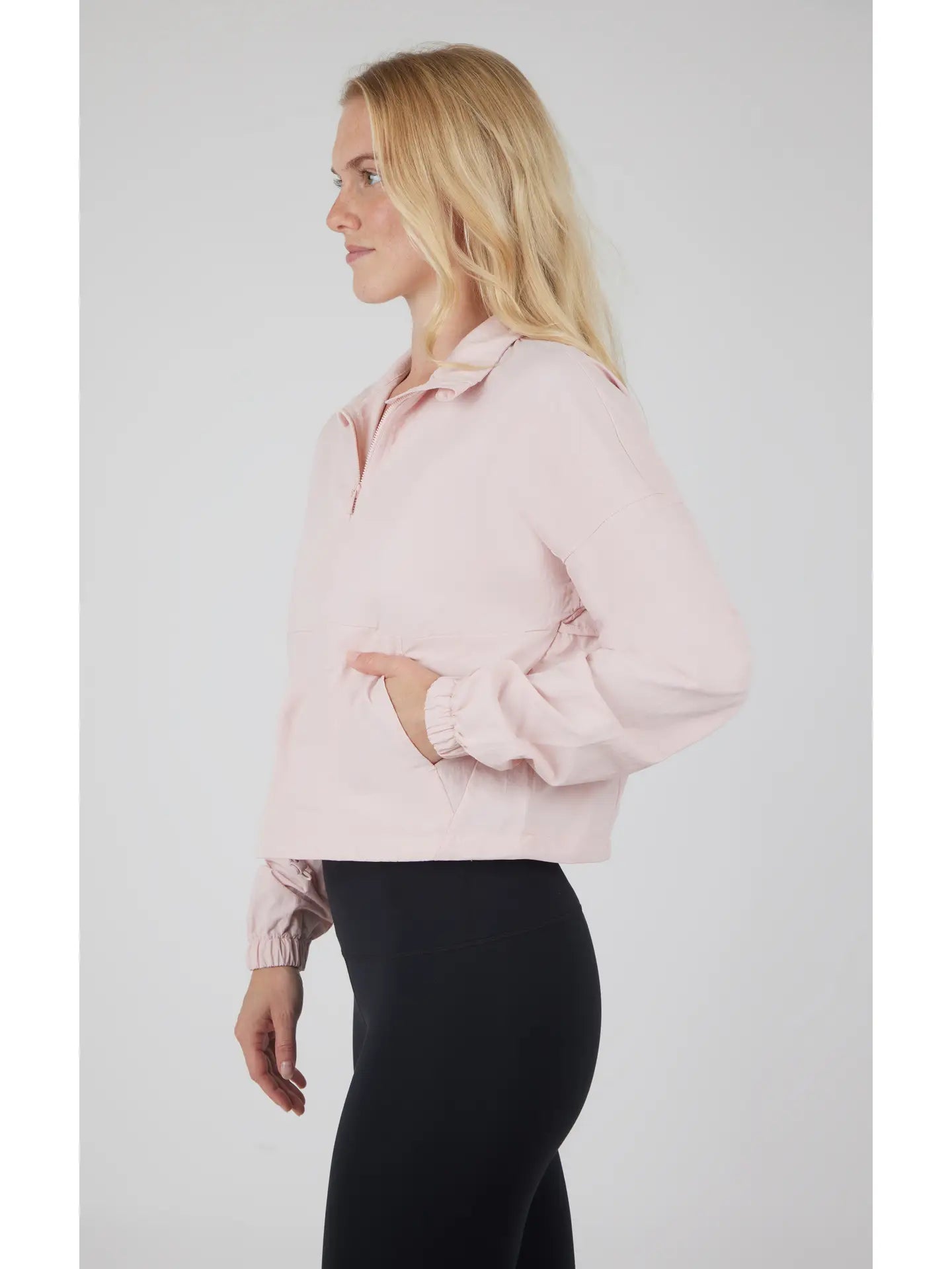 Women's Woven Half Zip with Cinched Toggle