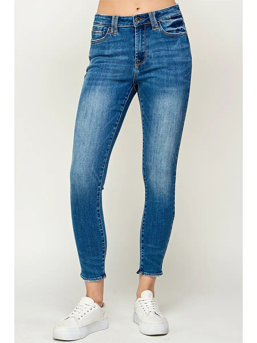 Medium Wash - Mid Rise Skinny Jeans