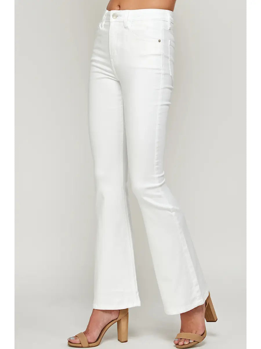 White - High Rise Flare Jeans