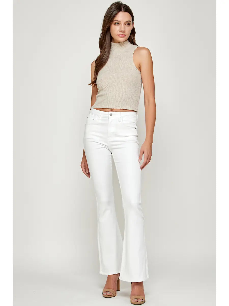 White - High Rise Flare Jeans