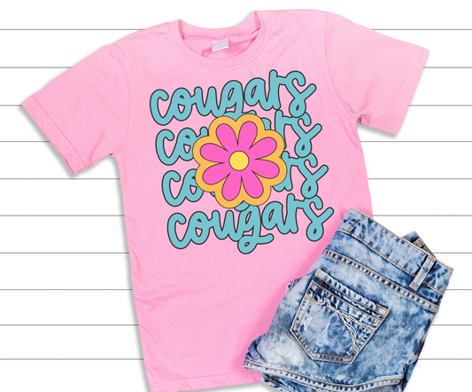 Floral COUGARS spirit tshirt