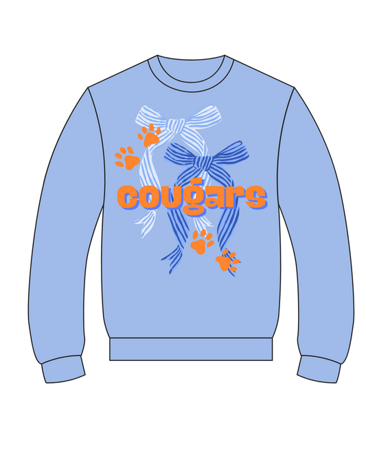 powder blue bow cougars sweatshirt