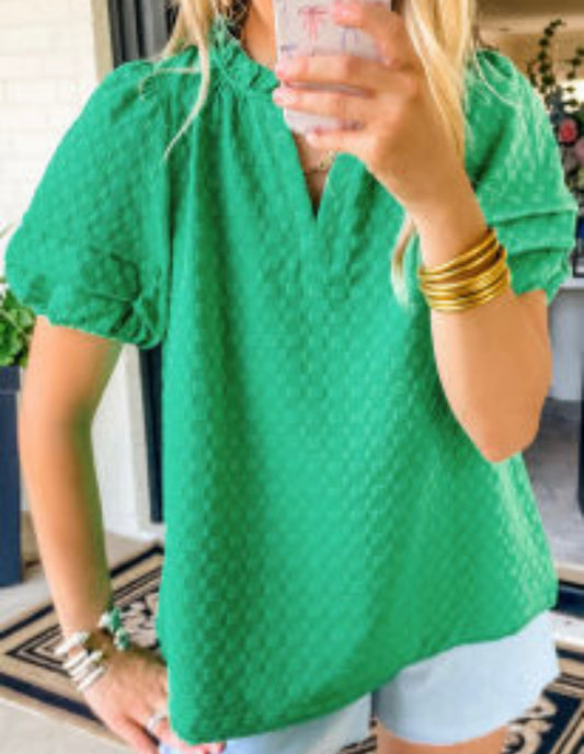 Green textured top