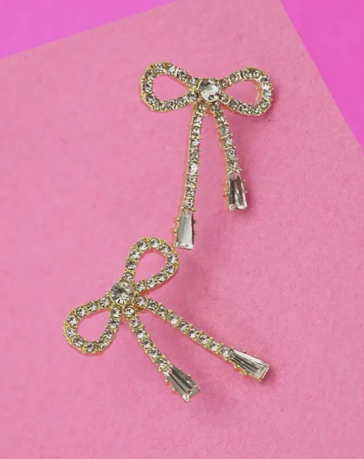 Rhinestone stud bow earrings