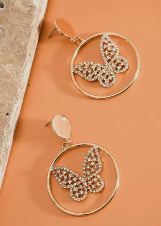 Rhinestone butterfly earrings