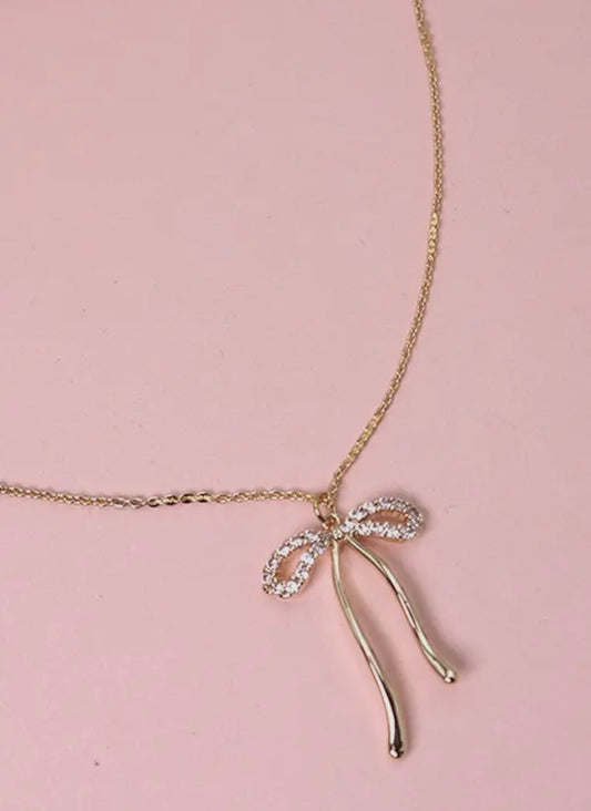 Rhinestone bow necklace