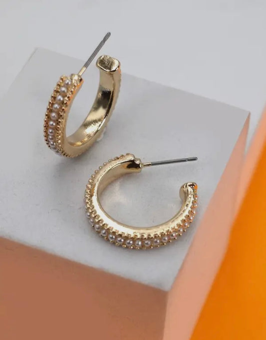Pearl studded hoop earrings
