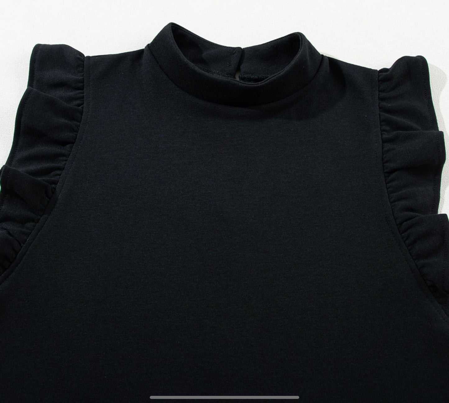 Black Flutter Sleeve Crew Neck Shift Dress