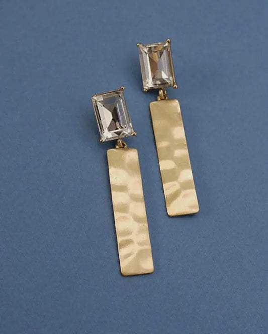 Rectangle stone hammer drop earrings