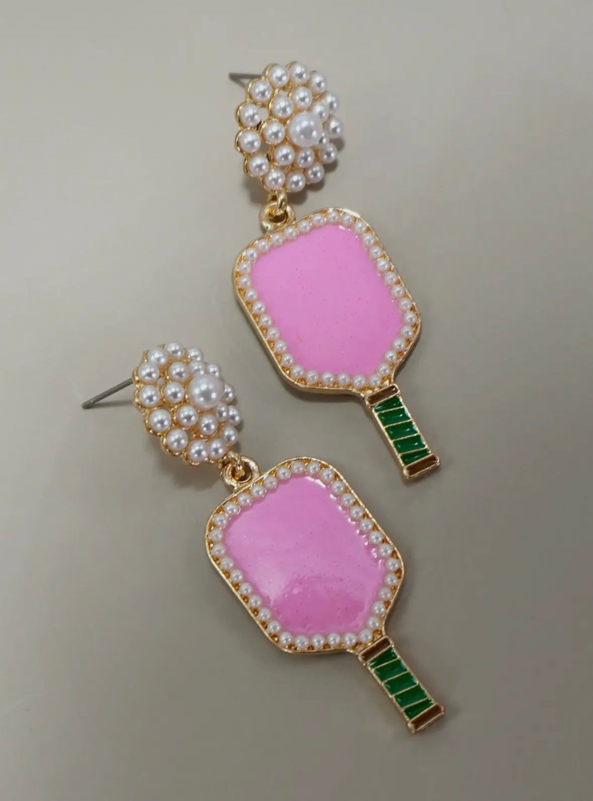Pink pickleball earrings